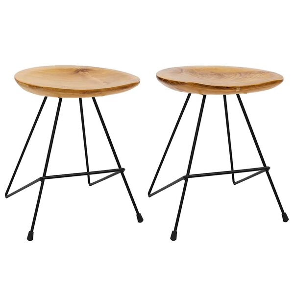 vidaXL Tabourets lot de 2 bois de teck massif