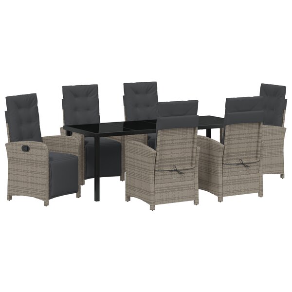 Ensemble repas jardin 7 pièces vidaXL avec coussins en rotin gris