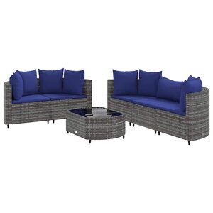 vidaXL Salon de jardin 6 Pièces avec coussins gris résine tressée