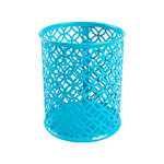 Pot a crayons q-connect motif metallique hauteur 100 mm     diametre 80mm coloris         turquoise