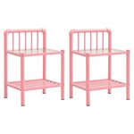 vidaXL Tables de chevet 2 Pièces Rose et transparent Métal et verre