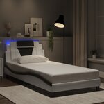 vidaXL Cadre de lit avec LED sans matelas blanc et noir 100x200 cm