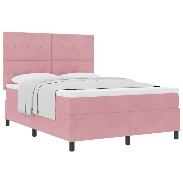 vidaXL Lit à ressorts avec matelas Rose 140 x 190 cm Velours