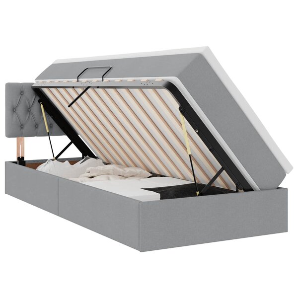 vidaXL Lit de rangement LED avec matelas Gris clair 90 x 190 cm Tissu