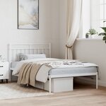 vidaXL Cadre de lit métal avec tête de lit blanc 100x200 cm