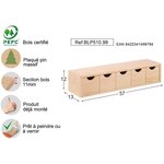 Mini rangement bloc en pin brut avec tiroirs 5 tiroirs