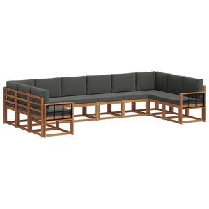 vidaXL Ensemble de canapés d'extérieur 10 pc Naturel et Anthracite