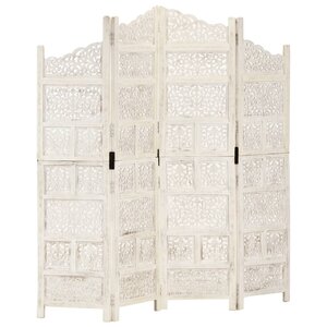 vidaXL Cloison de séparation 4 panneaux Blanc 160x165 cm Bois manguier