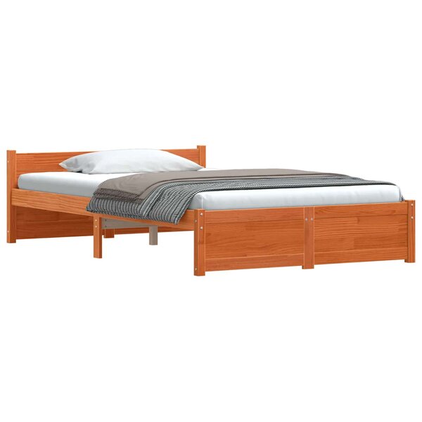 vidaXL Cadre de lit Brun cire 205.5 x 95.5 x 51 cm Pin massif