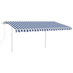 vidaXL Auvent automatique avec capteur de vent LED 4x3 m Bleu et blanc