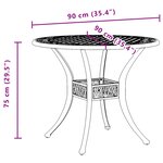 vidaXL Table de jardin noir Ø90x75 cm aluminium coulé