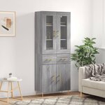 vidaXL Buffet haut Sonoma gris 69 5x34x180 cm Bois d'ingénierie