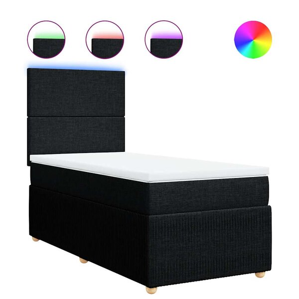 vidaXL Sommier à lattes de lit avec matelas Noir 90x190 cm Tissu