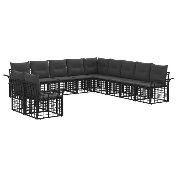 vidaXL Ensemble de canapés d'extérieur 11 Pièces Noir et Gris foncé
