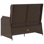 vidaXL Banc de jardin avec coussin Marron Poly rotin