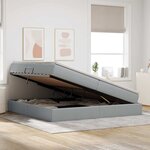 vidaXL Lit avec rangement et matelas Gris clair 200 x 200 cm Polyester