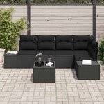 vidaXL Ensemble de canapé de jardin 6 Pièces Noir polyrotin