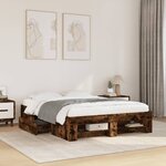 vidaXL Cadre de lit sans matelas chêne fumé 140x190 cm bois ingénierie
