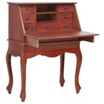Bureau table poste de travail meuble d'ordinateur informatique étude secrétaire 78 x 42 x 103 cm bois d'acajou massif brun 02_0023935