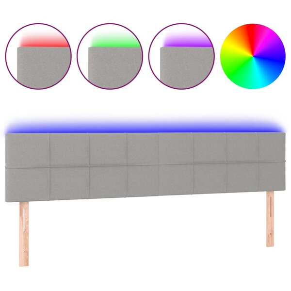vidaXL Tête de lit à LED Gris clair 160x5x78/88 cm Tissu