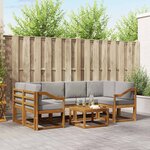 vidaXL Ensemble de canapés d'extérieur 7 pc Gris Naturel et Clair