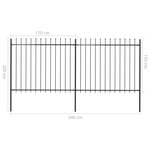 vidaXL Clôture de jardin avec dessus en lance Acier 3 4 x 1 5 m Noir