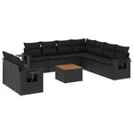 vidaXL Salon de jardin 10 Pièces avec coussins noir résine tressée