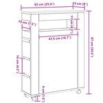 vidaXL Cabinet de Salle de Bain Étroit Sur Roues Chêne Noir Bois d'Ingénierie