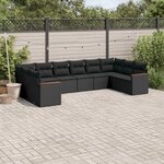 vidaXL Salon de jardin 10 Pièces avec coussins noir résine tressée