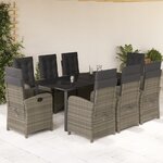 vidaXL Ensemble à manger de jardin 9 Pièces coussins gris résine tressée