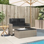 vidaXL Banc inclinable de jardin et coussins gris clair résine tressée