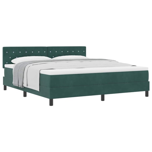 vidaXL Lit à ressorts avec matelas Vert foncé 180 x 200 cm Velours