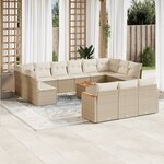 vidaXL Salon de jardin avec coussins 14 Pièces beige résine tressée