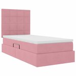 vidaXL Lit avec rangement et LED avec matelas Rose 90 x 200 cm Velours