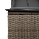 vidaXL Chaise longue double avec toit et rideaux gris résine tressée