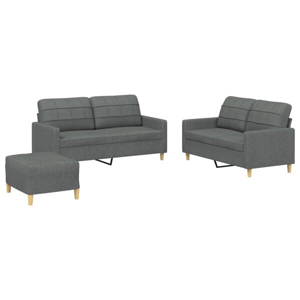 vidaXL Ensemble de canapés 3 Pièces avec coussins Gris foncé Tissu