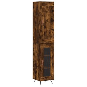 vidaXL Buffet haut Chêne fumé 34 5x34x180 cm Bois d'ingénierie