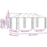 vidaXL Cadre de Gazebo 6 x 3 m Noir Acier