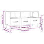 vidaXL Meuble TV gris béton 102x36x50 cm bois d'ingénierie