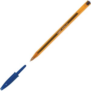 Stylo bille, Cristal Original, pointe fine (0,8 mm), corps orange, encre bleue (paquet 50 unités)