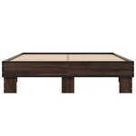 vidaXL Cadre de lit chêne marron 135x190 cm bois d'ingénierie et métal