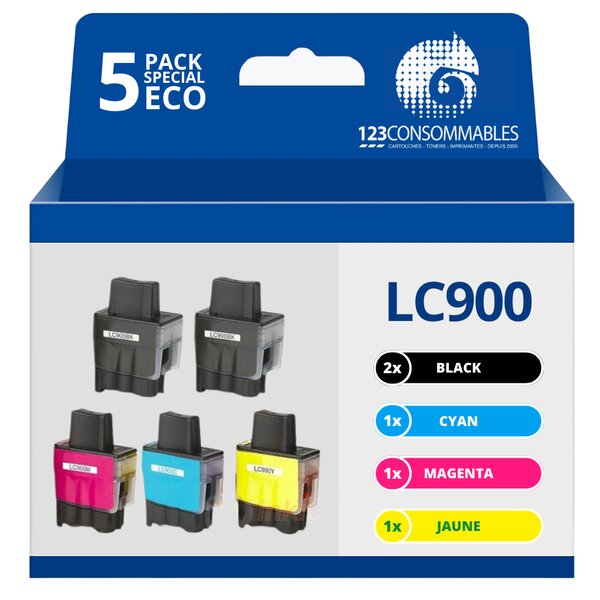 Pack compatible BROTHER LC900  5 cartouches