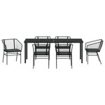 vidaXL Ensemble de jardin de 7 pièces avec coussins en poly rotin noir