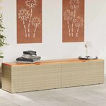 vidaXL Boîte de rangement de jardin beige résine tressée bois d'acacia