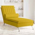 vidaXL Chaise longue de massage avec traversin jaune velours