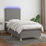 vidaXL Sommier à lattes de lit avec matelas et LED Gris foncé 80x200cm