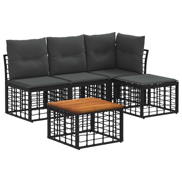 vidaXL Ensemble de canapés d'extérieur 5 Pièces Noir et Gris foncé
