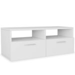 vidaXL Meuble TV Bois d’ingénierie 95x35x36 cm Blanc