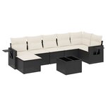 vidaXL Salon de jardin 8 Pièces avec coussins noir résine tressée