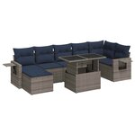 vidaXL Salon de jardin avec coussins 8 Pièces gris résine tressée acacia
